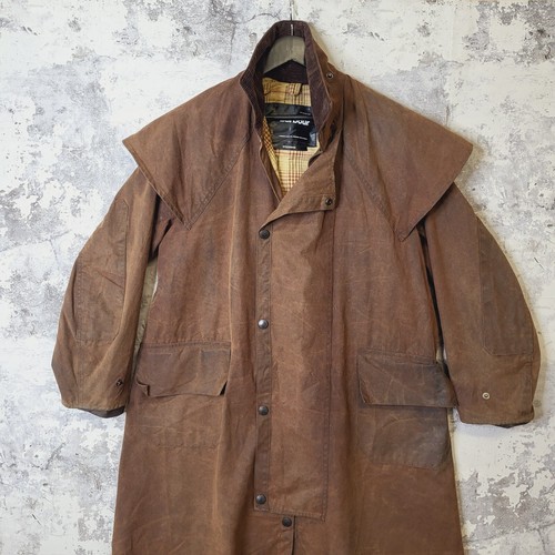 Barbour Stockman Long Wax Jacket Unisex Small Drover Highwayman Coat C - Picture 2 of 15