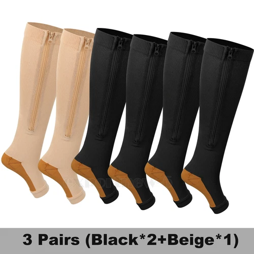 Calcetines de compresión con cremallera de cobre soporte para piernas medias cremallera hombres mujeres 20-30 mmHg - Imagen 23 de 24