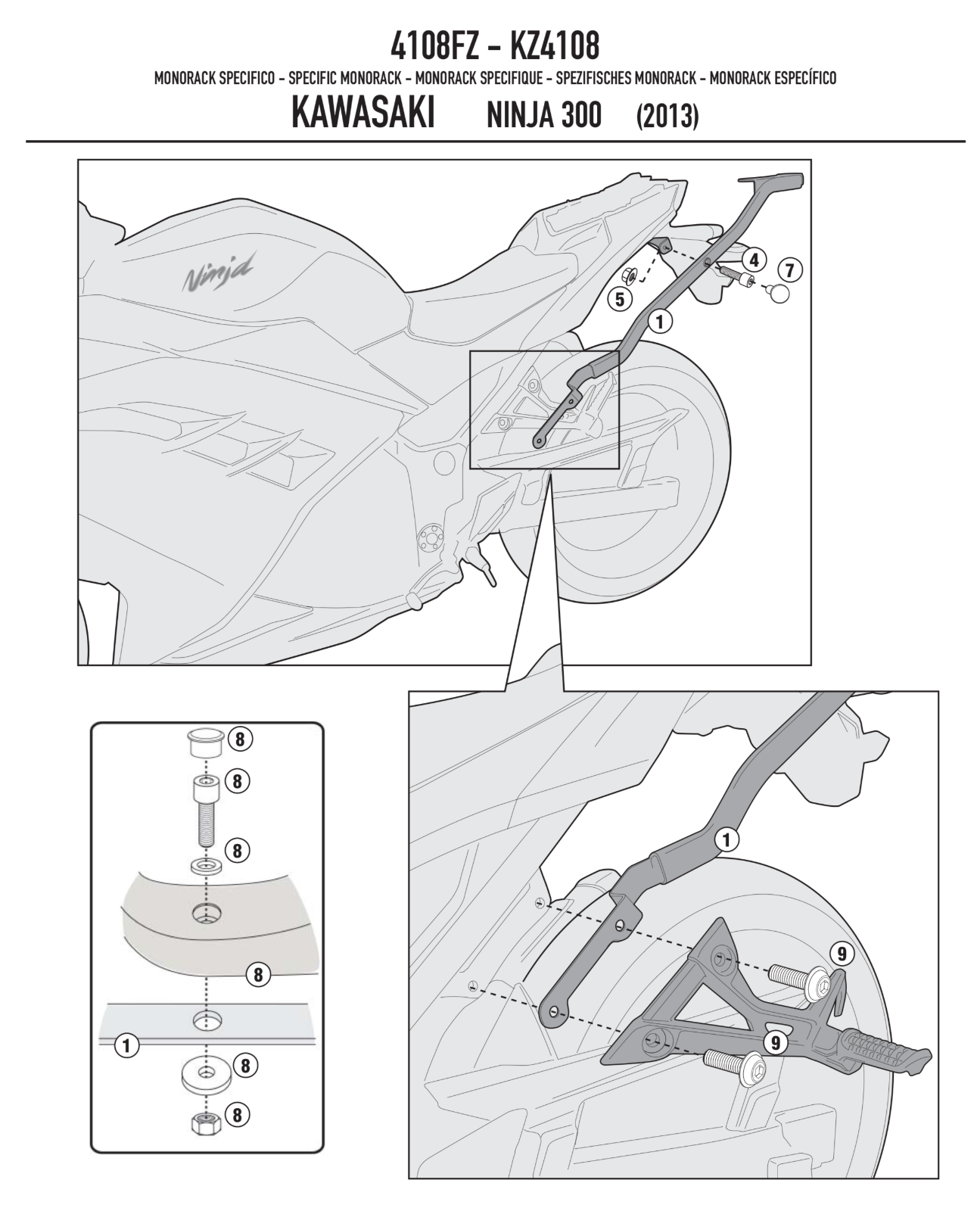 GIVI ATTACCO BAULE   PIASTRA MONOKEY KAWASAKI Ninja 300 2013 2018 eBay