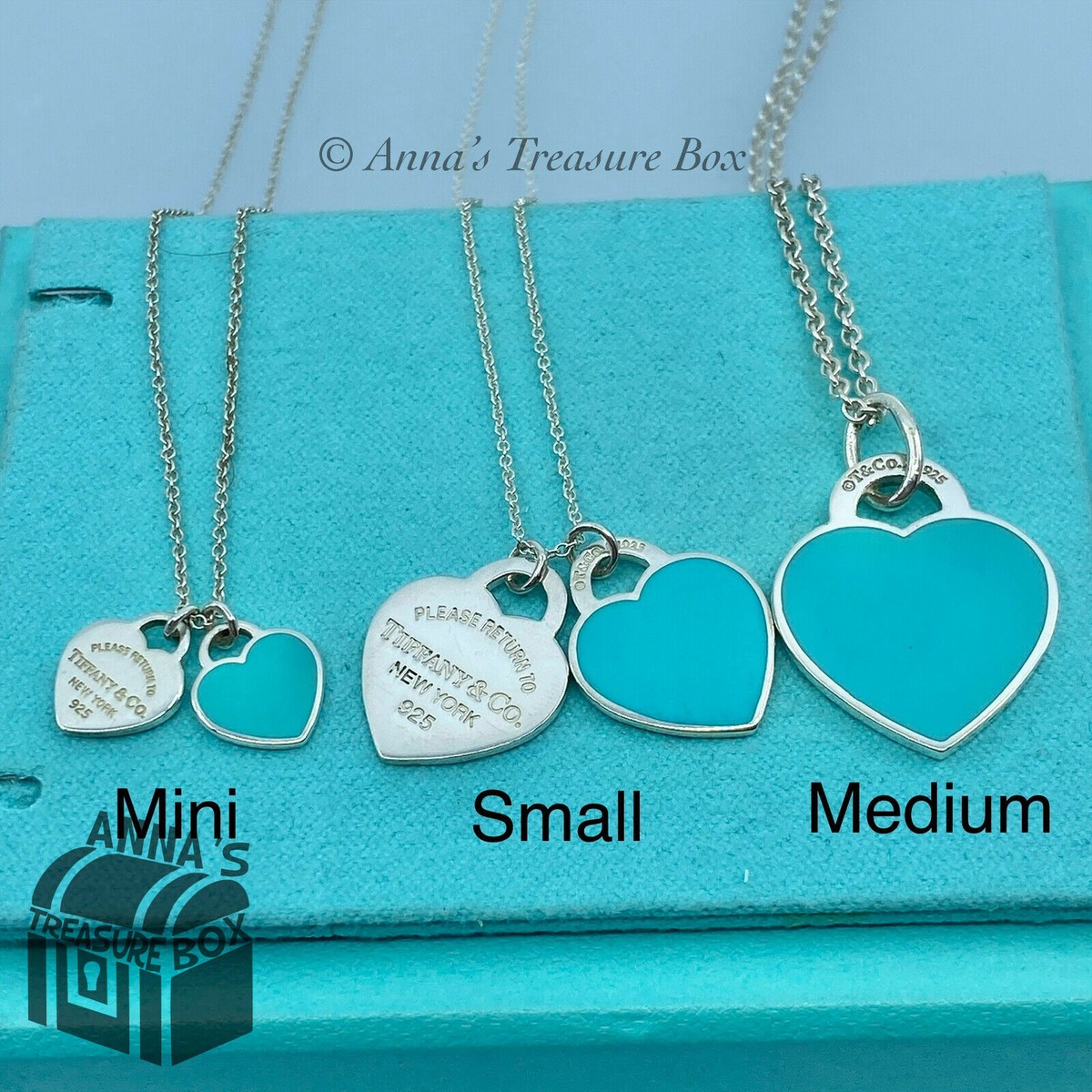 TIFFANY & Co.2点セット 070634 Tiffany & Co. 925 Silver Blue SMALL RTT Hearts 16 -18