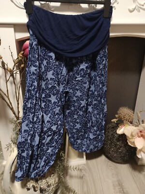Damen Sommer Pumphose Haremshose Schlupfhose Knie Lang Gummizug Bund Gr. 42-60