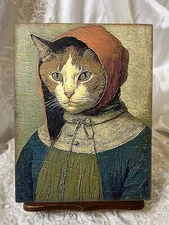Cat Lady Primitive Folk Art Handcrafted Plaque Sign #3