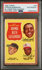 1962 TOPPS CEPEDA/ROBINSON SIGNED #54 NL HOME RUN LEADERS PSA AUTH AUTO AUTH