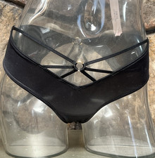 Victoria's Secret Satin Strappy OPEN BACK Cheeky Panty Sz S Black NWT 18.95