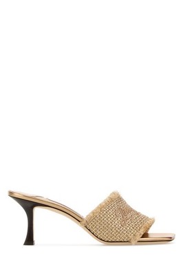 JIMMY CHOO Alexia 70 Gold Heeled Mules New & Authentic
