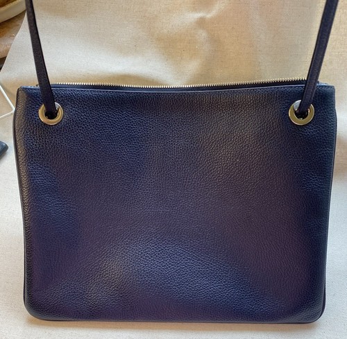 COACH Crossbody/Shoulder Navy Pebbled Leather Tablet Bag Gold Hardware 11”x9” - Afbeelding 3 van 12
