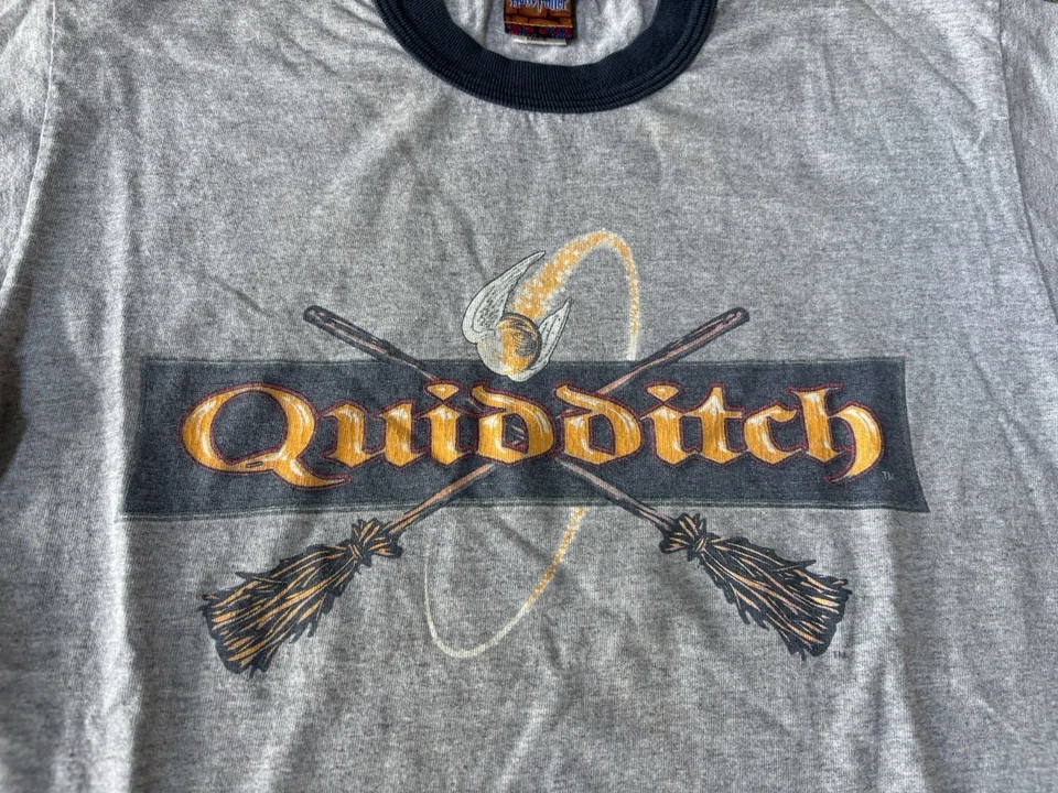 Vintage Harry Potter Shirt Youth Boys Large Gray Ringer Quidditch Golden Snitch - Image 2 of 4