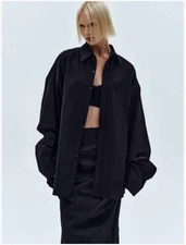 NEW – Source Unknown – Over-Fit Cotton Shirt – one size – black overshirt