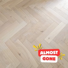 🧊 Sample* 14mm Pale Invisible Oak Herringbone Parquet Engineered Wood Flooring