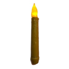 Battery Taper Candle, LED with Timer, Primitive Cream, Wax Dipped