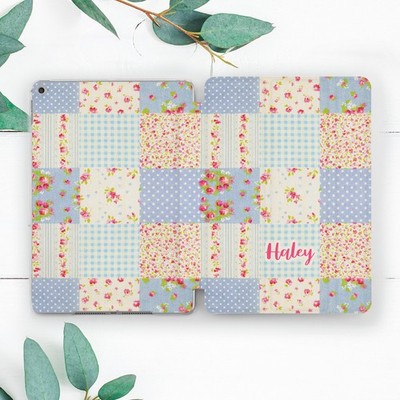 Quilted style print Custom NameCase For iPad 10.2 Pro 12.9 11 9.7 Air 3 4 5 Mini