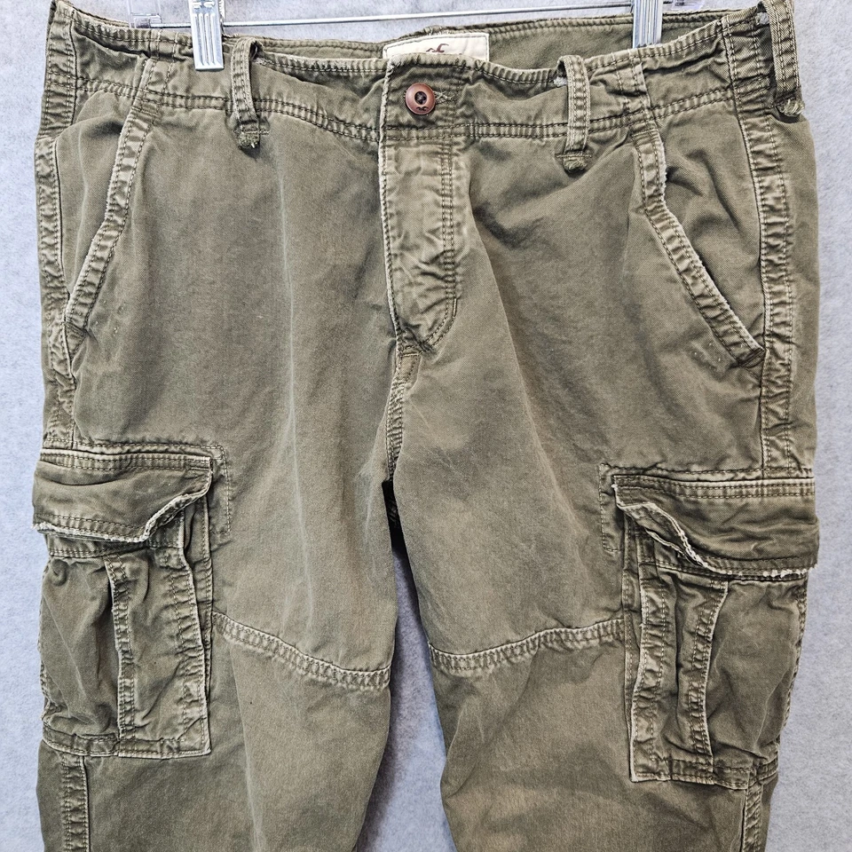 Hollister Cargo Pants Mens Sz 32x32 (Fits 36x30) Military Faded Retro Button Fly - Image 2 of 4