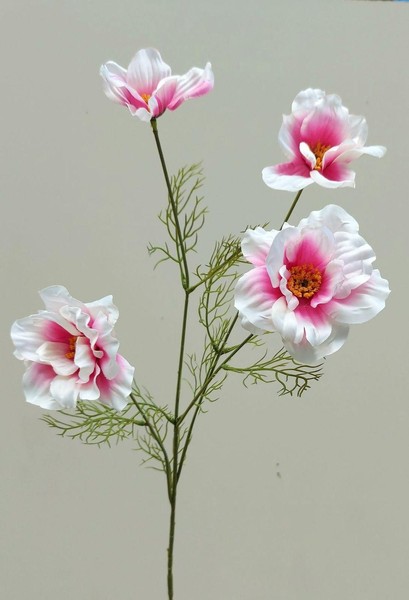 Artplants Kunst Blumenzweig SchmuckköRbchen Prestiosa, Weiß-Rosa, 75Cm-image