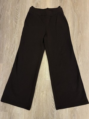 OGLmove FuzzLuxe Double Waistband Pants Brown Size Medium Straight Leg Pockets