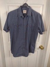 Vintage Levi's Shirt Blue Chambray Western Button Up Two Pkt Men's L Slim Fit