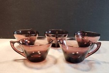 VINTAGE Teacup Amethyst Glass Vintage Set of 5, Purple Glassware