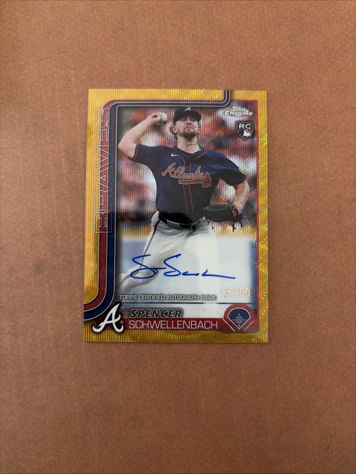 2025 Topps Chrome Rookie Autograph Spencer Schwellenbach Gold Wave Refractor /50