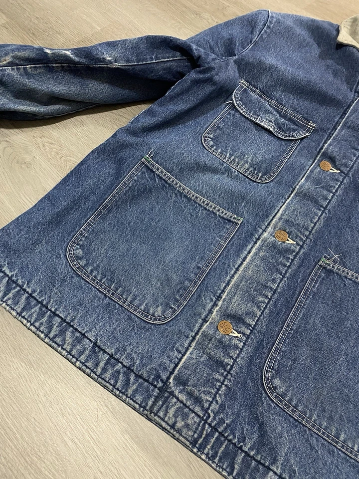 Chaqueta vaquera Big Ben vintage forrada con manta descolorida panal envejecida 44 Foto 4 de 4