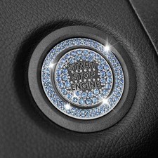 Push Start Button Cover Bling Car Accessories for Women Rhinestone Car Blue