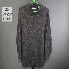 Westbound Sweater Womens Plus 2X Black Metallic Glitter Tunic 90s Holida