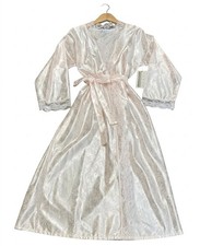 Vintage Vandemere Womens M Champagne Pink Satin Robe Lace Cottagecore NWT