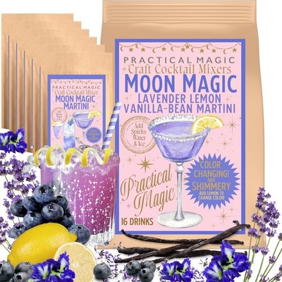 Moon Magic Sparkly Purple Color Martinis, Cocktail Mixers Multi Pack with Edi...