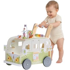 ROBUD Wooden Baby Walker, Height  Speed Adjustable Baby Push Walker with Ant...