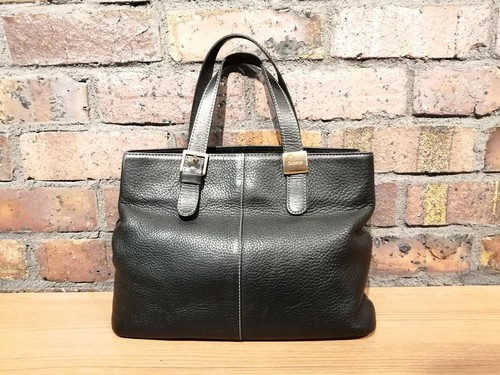BURBERRY Leather Tote Bag Black Used