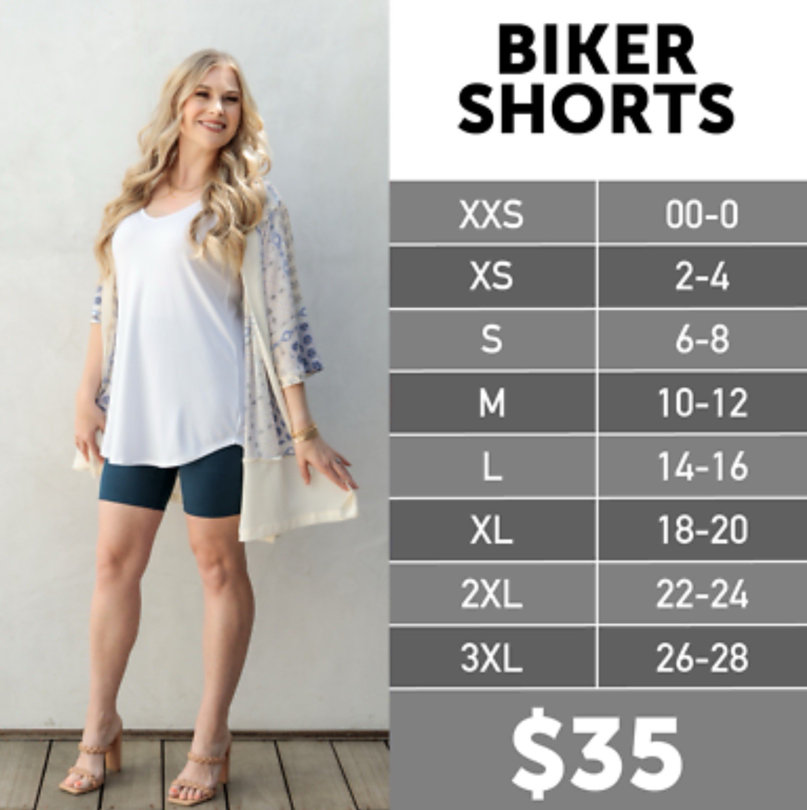 Lularoe Solid Blue White Medium Biker Shorts EUC - image 2