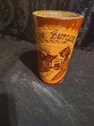7" Vintage leather encased wooden vase or cup Engraved Fila Burgess handmade — photo 7