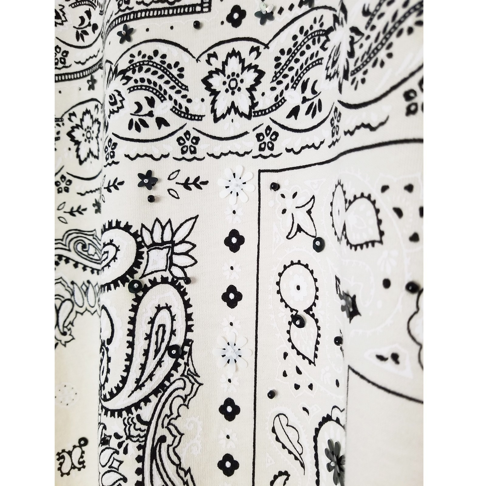 Tory Burch Bandana Collection Print T Shirt Dress Sequins Beaded Cotton XL $258 thumbnail 11