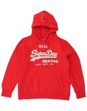 SUPERDRY Womens Graphic Hoodie Jumper UK 16 Large Red Cotton BH09