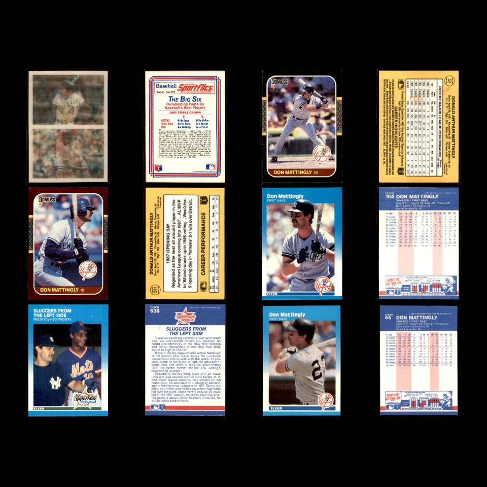 Лот из 104 бейсбольных карточек 1987 Donruss New York Yankees Don Mattingly MLB почти как новые - Изображение 4 из 4
