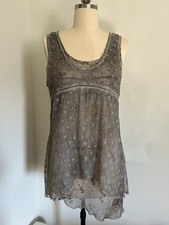 Dolce Bianca Brown Gray Sheer Floral Lace Sco...