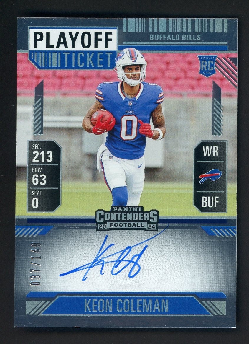 2024 Panini Contenders Playoff Ticket Keon Coleman RC Rookie AUTO 37/149