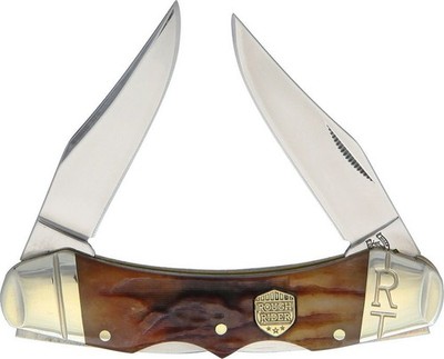 Rough Ryder Messer Double Lock Brown Stag Bone Rough Rider Taschenmesser Box