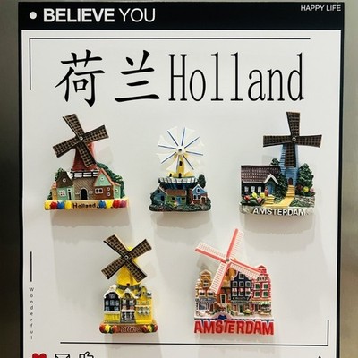 Netherlands Windmill Fridge Magnet Rotating 3D Travel Souvenir