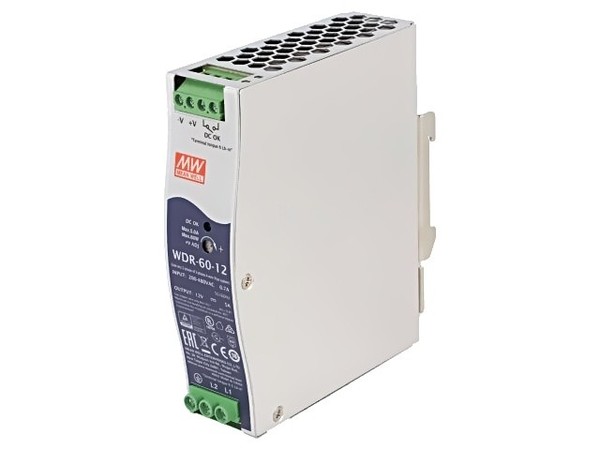 WDR-60-12 Netzteil: Impuls FüR Din-Schiene 60W 12VDC 5A 180-550VAC Mean Well-image