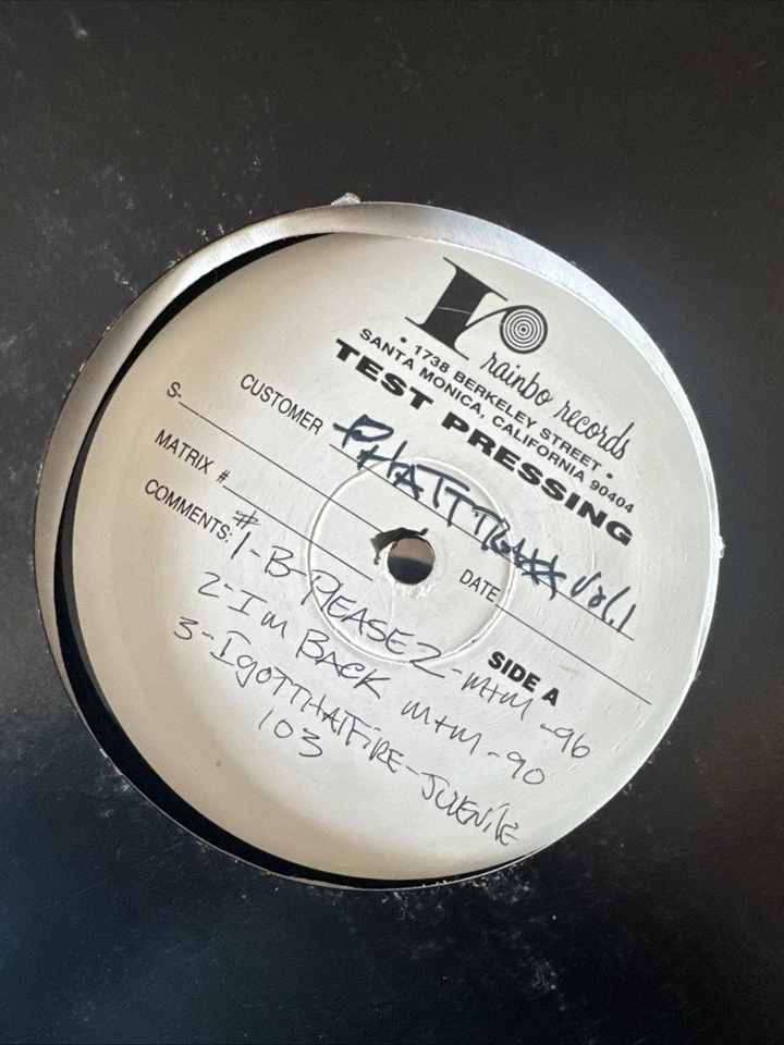 Rainbo records, test, pressing, 12” TEST PRESS Vinyl Ice Cube Phattraxx Vol 1 - Image 2 of 4