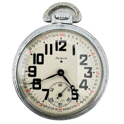 Antique 50mm Avalon 17 Jewel Mechanical Pocket Watch Landeron 2124 Swiss