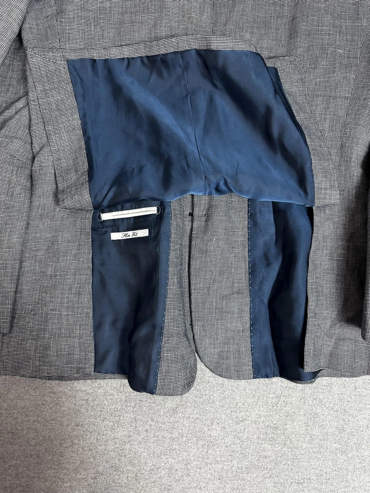 Blazer Abrigo Deportivo Charles Tyrwhitt Hombre 40R Gris Calce Ajustado Mezcla de Lino Puño Sugeon Foto 4 de 4