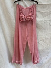 Vintage 1940s Side Button Pants Side Zip Womens Gingham Cotton 1950s