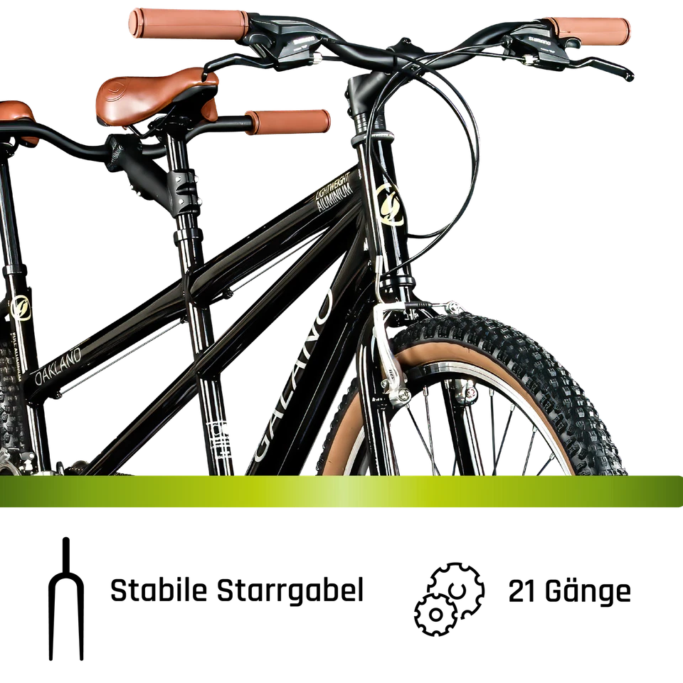 Tandemfahrrad 26" Fahrrad Trekkingrad 21 Gang Galano Oakland schwarz 43/38cm - Bild 4 von 4