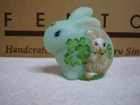 FENTON BUNNY - H/P SHAMROCK BOUQUET ON JADE SATIN DONE FOR FAGCA CLUB 2022