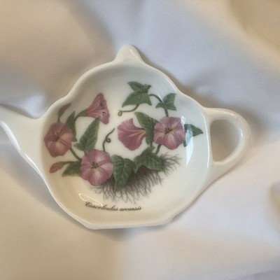 Fine Porcelain Botanical Design Tea Bag Holder made in England