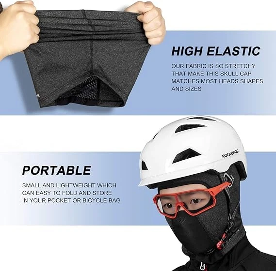 Máscara de esqui ROCKBROS inverno balaclava sob capacetes com furos de óculos lã térmica - Imagem 4 de 4