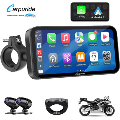 Carpuride W603D Kabelloses Carplay Android Auto Für Moto Mit 1080p Doppelkameras