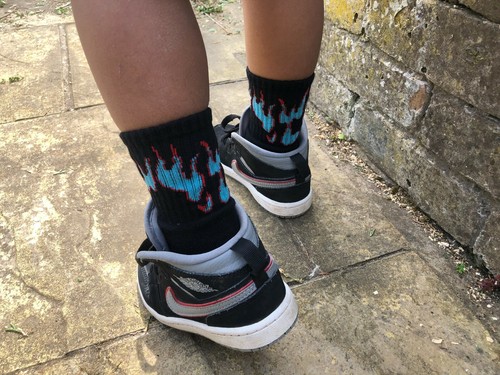 Boys Kids Fire Flame Sports Crew Socks,Street Hip Hop Urban Style Skater Trendy - Picture 3 of 20