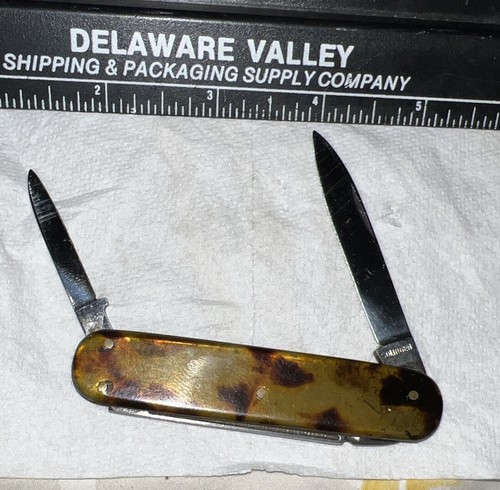 Vintage German Rostfrei Solingen 2 Blade Tortoise Pocket Knife Sharp ! - Picture 2 of 4