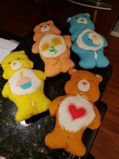 Lot of 4 Vintage Care Bear Pillow Fabric Plush 1980s Doll Toy